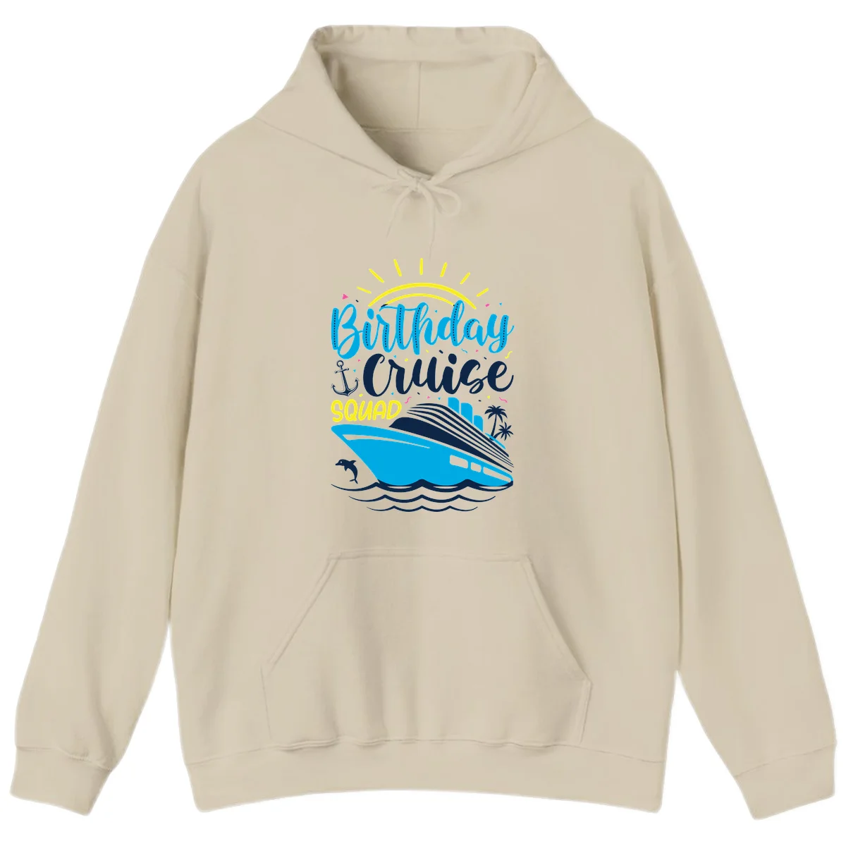 Birthday Cruise Squad Hoodie in Sand