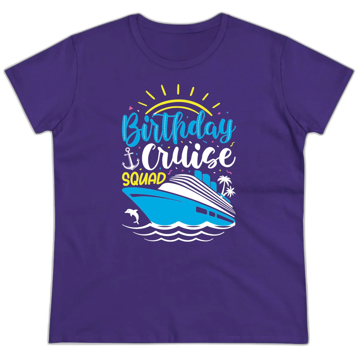 Birthday Cruise Squad Ladies Tee in Purple