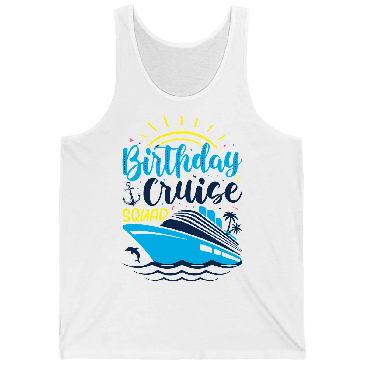 Birthday Cruise Squad Tank in White