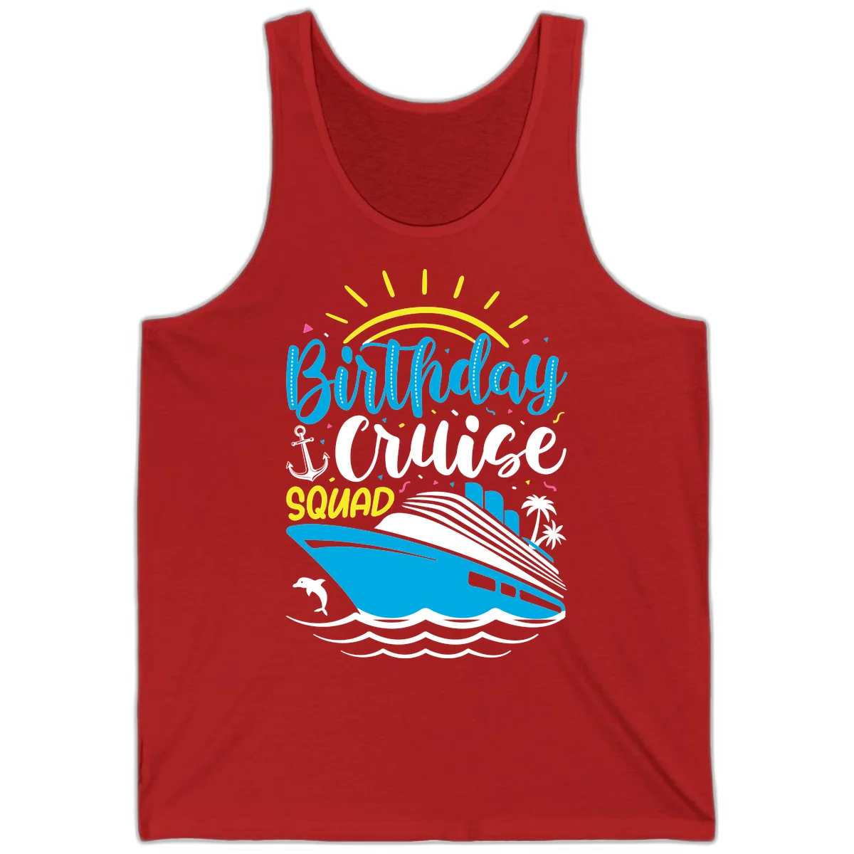 Birthday Cruise Squad Tank in Red