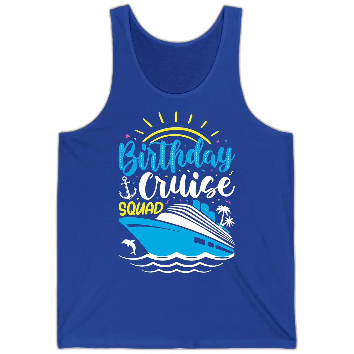 Birthday Cruise Squad Tank in True Royal