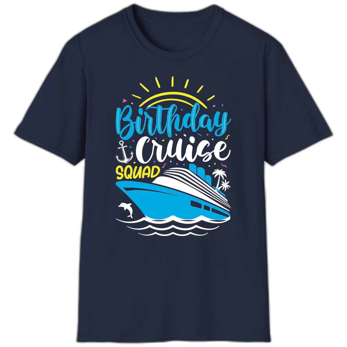 Birthday Cruise Squad T-Shirt in Navy