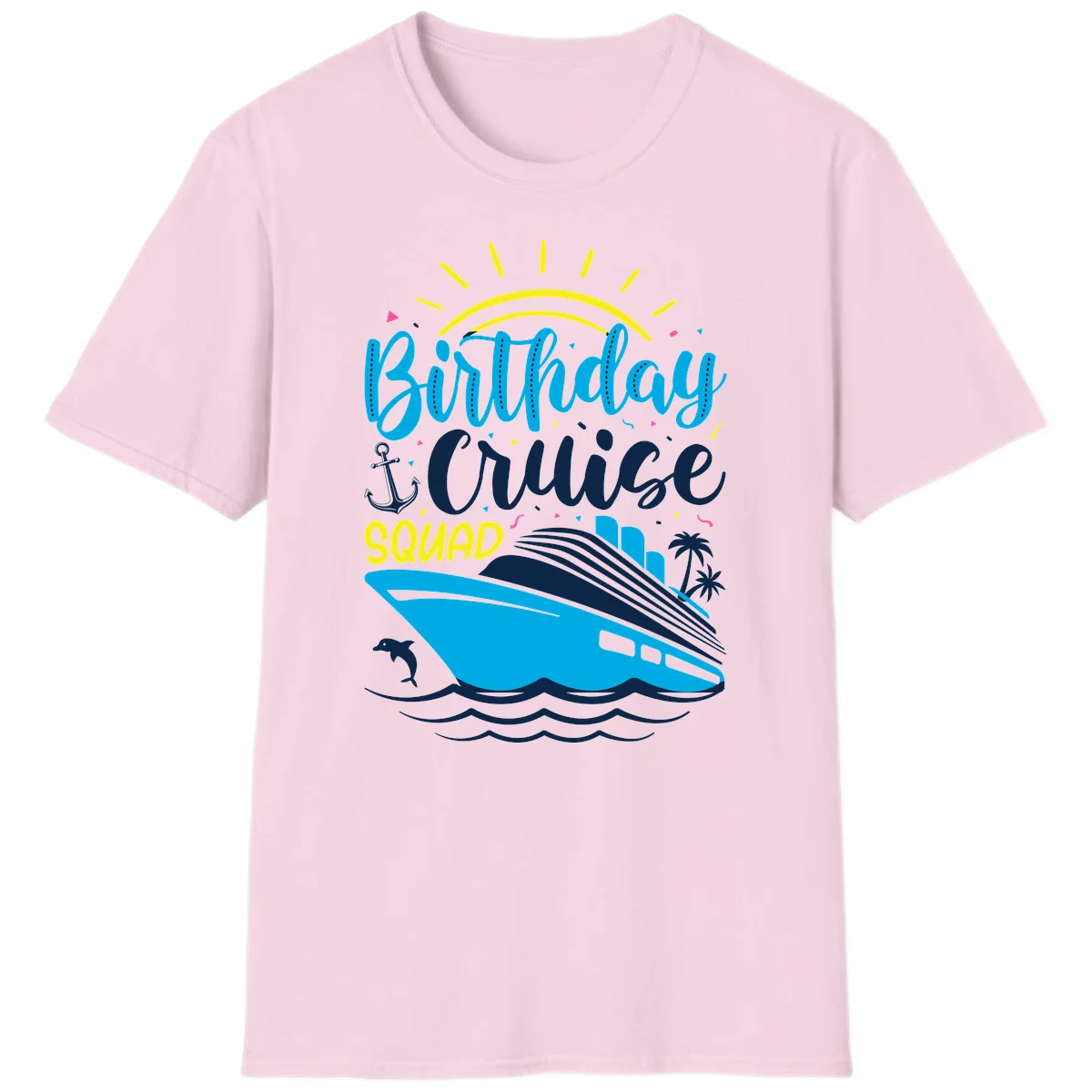 Birthday Cruise Squad T-Shirt in Light Pink