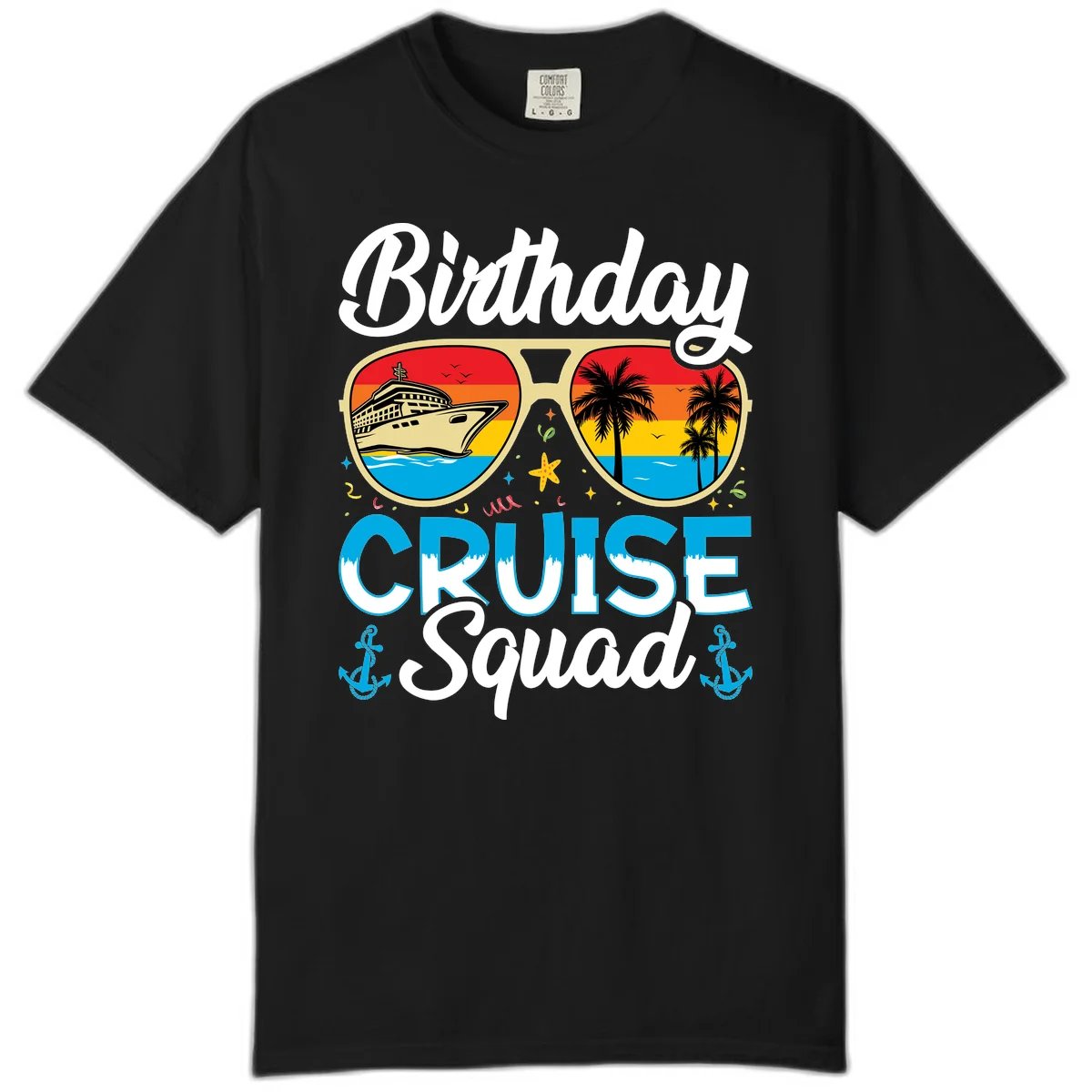 Birthday Cruise Squad Sunglasses Comfort Color in Black