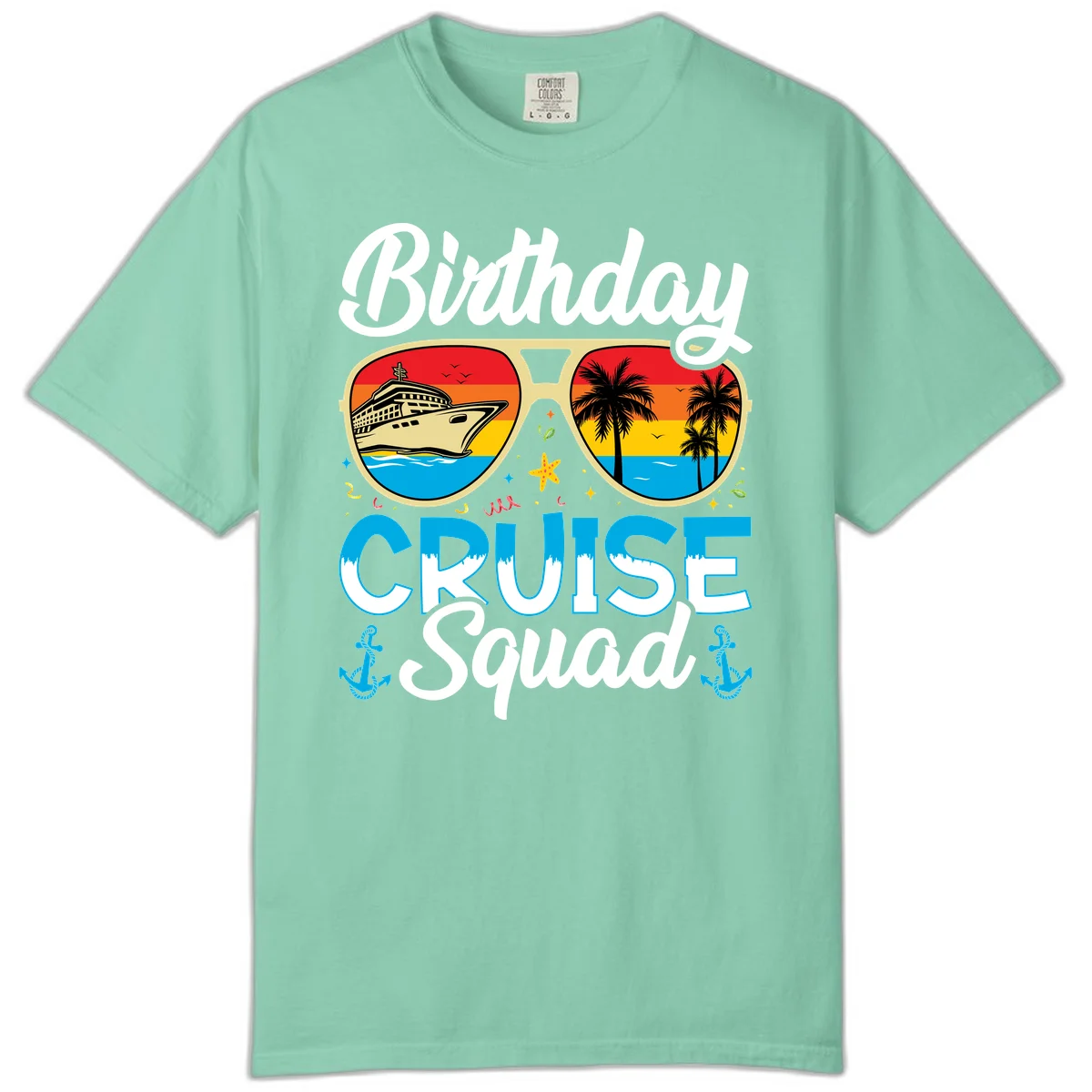 Birthday Cruise Squad Sunglasses Comfort Color in Island Reef