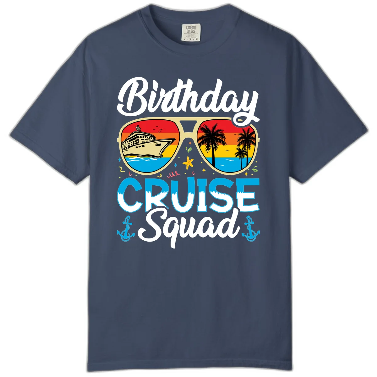 Birthday Cruise Squad Sunglasses Comfort Color in Midnight