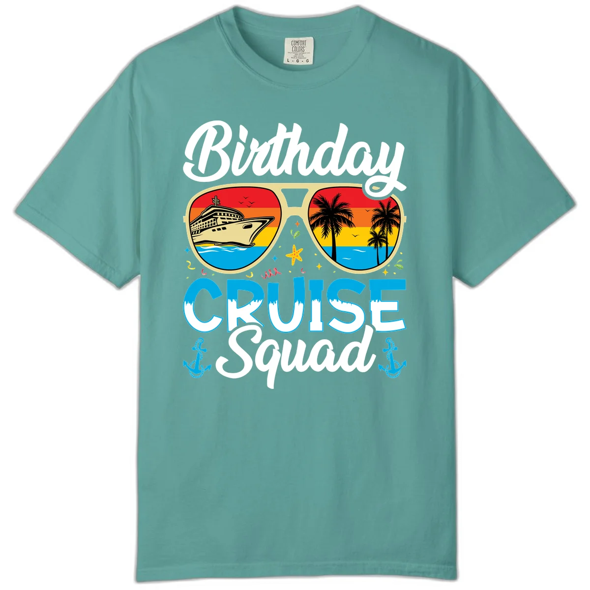 Birthday Cruise Squad Sunglasses Comfort Color in Seafoam