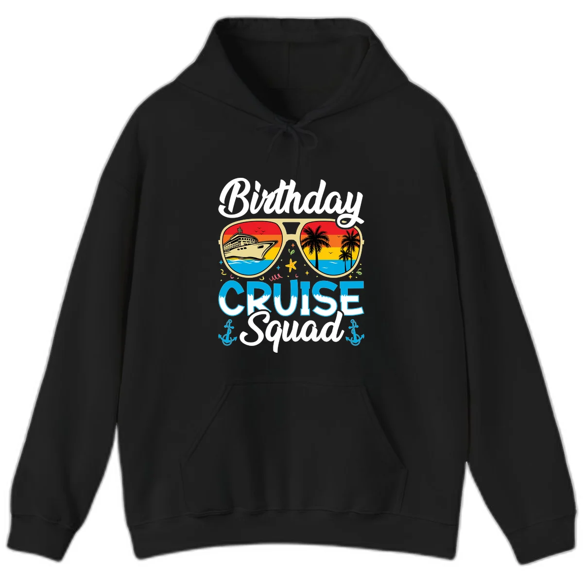 Birthday Cruise Squad Sunglasses Hoodie in Black