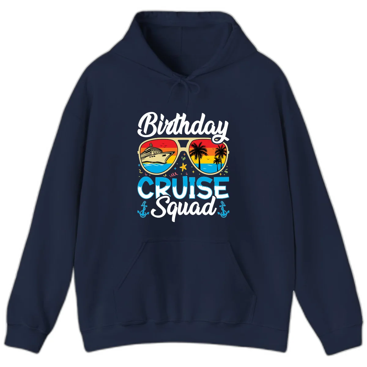 Birthday Cruise Squad Sunglasses Hoodie in Navy