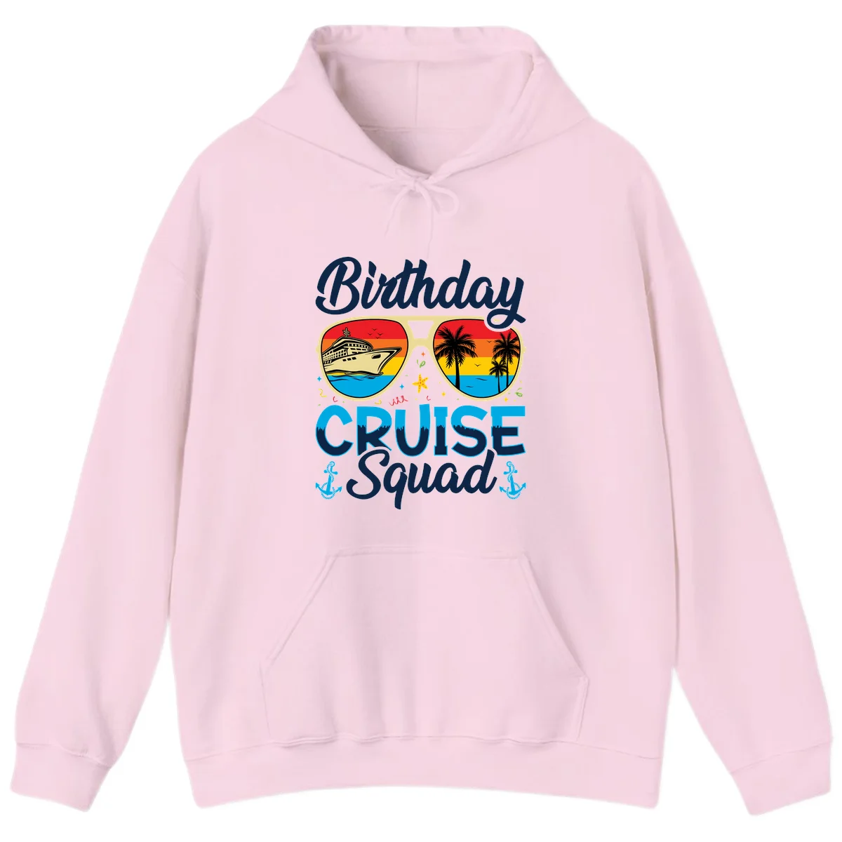 Birthday Cruise Squad Sunglasses Hoodie in Light Pink