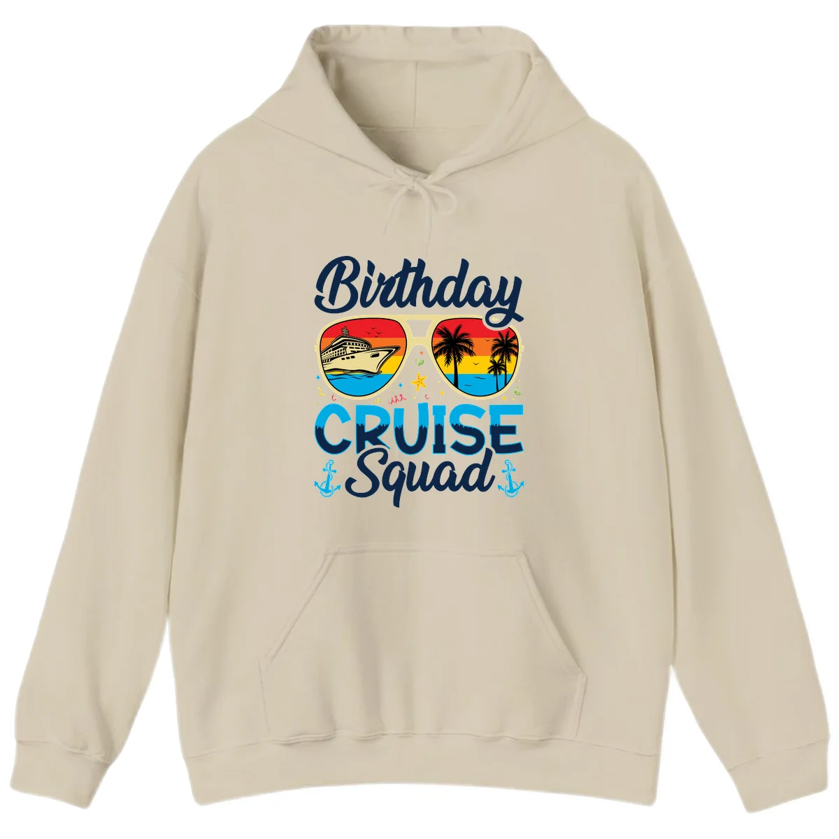 Birthday Cruise Squad Sunglasses Hoodie in Sand