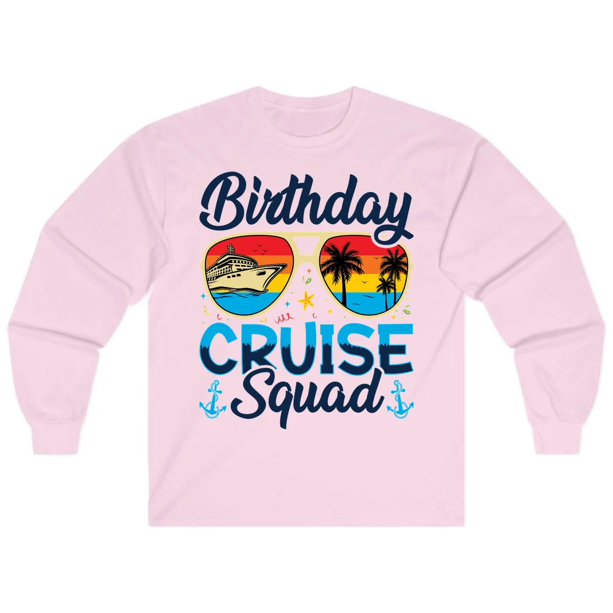 Birthday Cruise Squad Sunglasses Long Sleeve in Light Pink