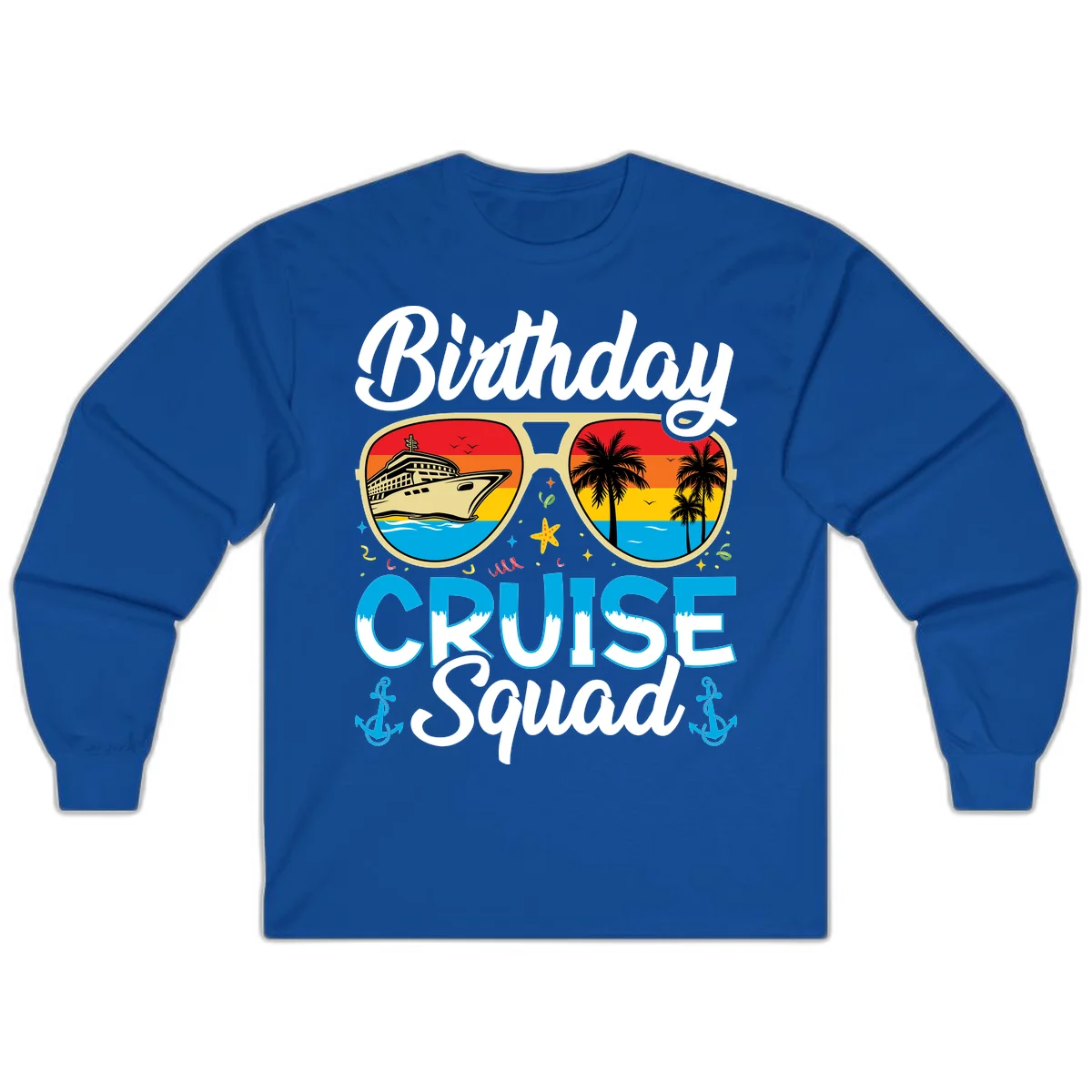 Birthday Cruise Squad Sunglasses Long Sleeve in Royal