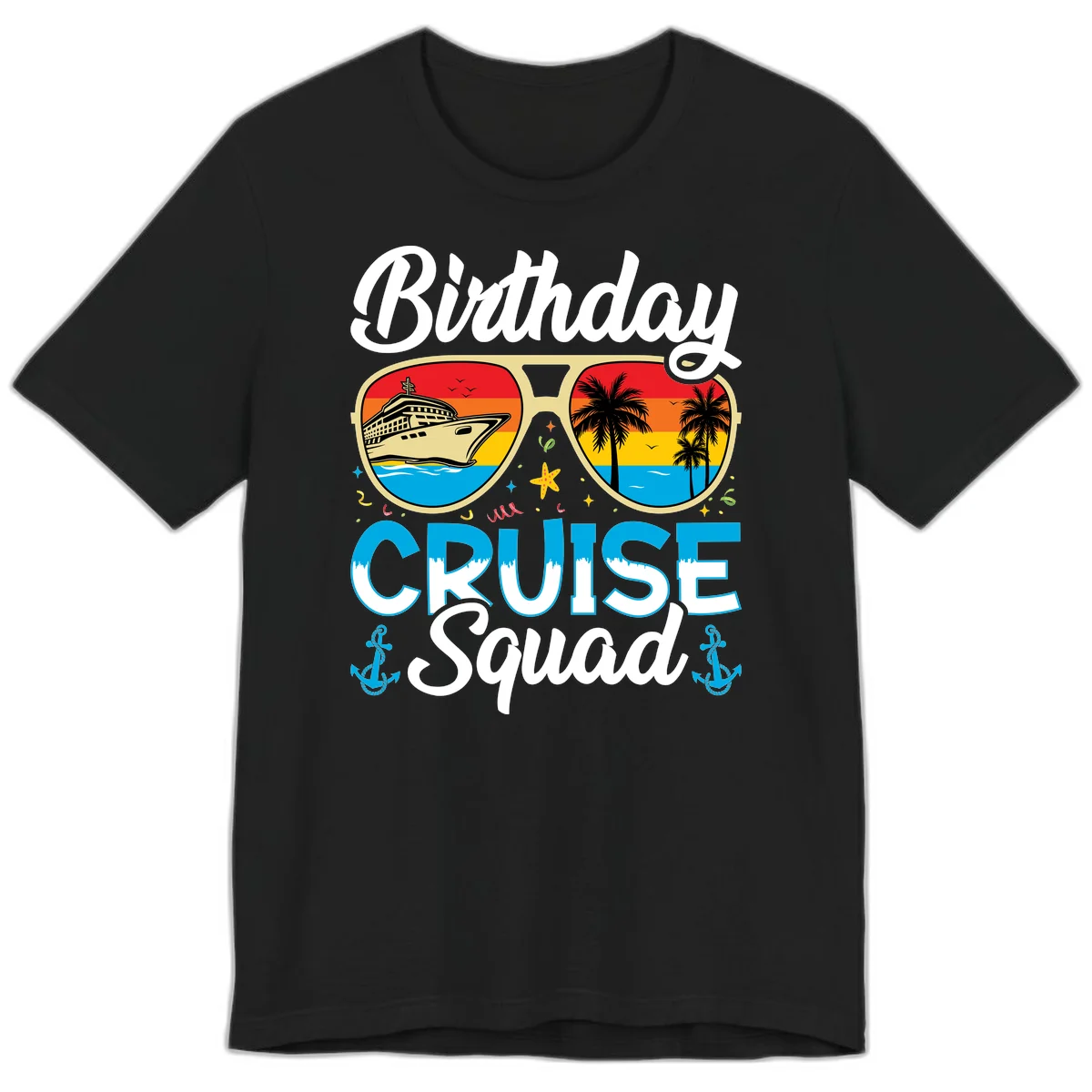 Birthday Cruise Squad Sunglasses Premium T-Shirt in Black
