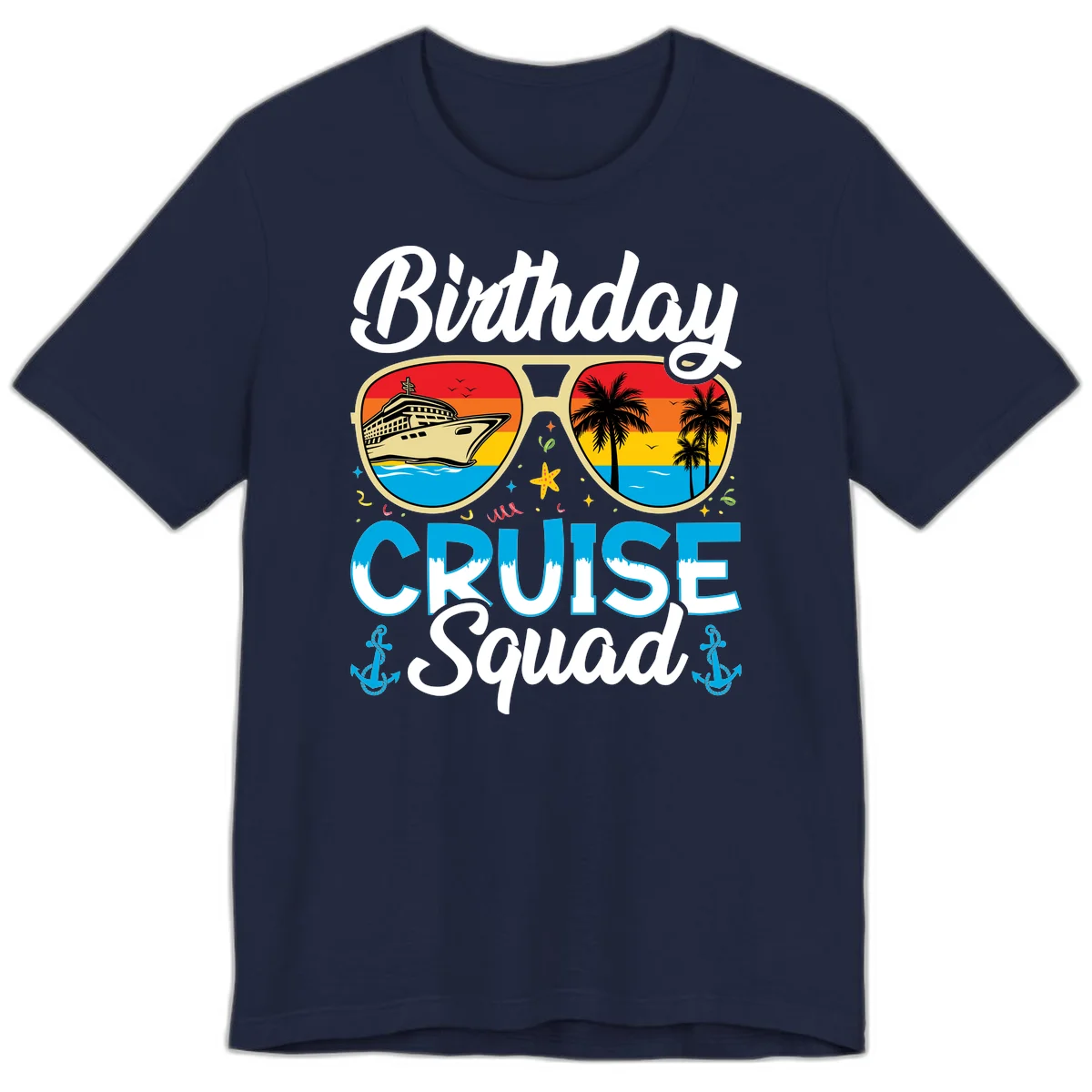 Birthday Cruise Squad Sunglasses Premium T-Shirt in Navy