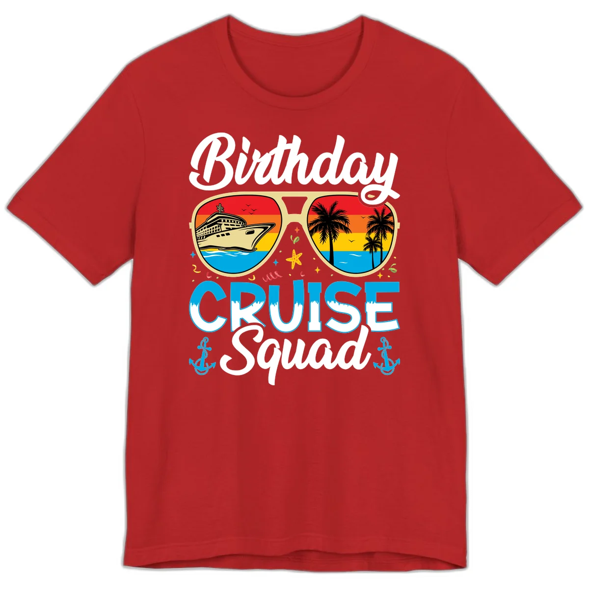 Birthday Cruise Squad Sunglasses Premium T-Shirt in Red