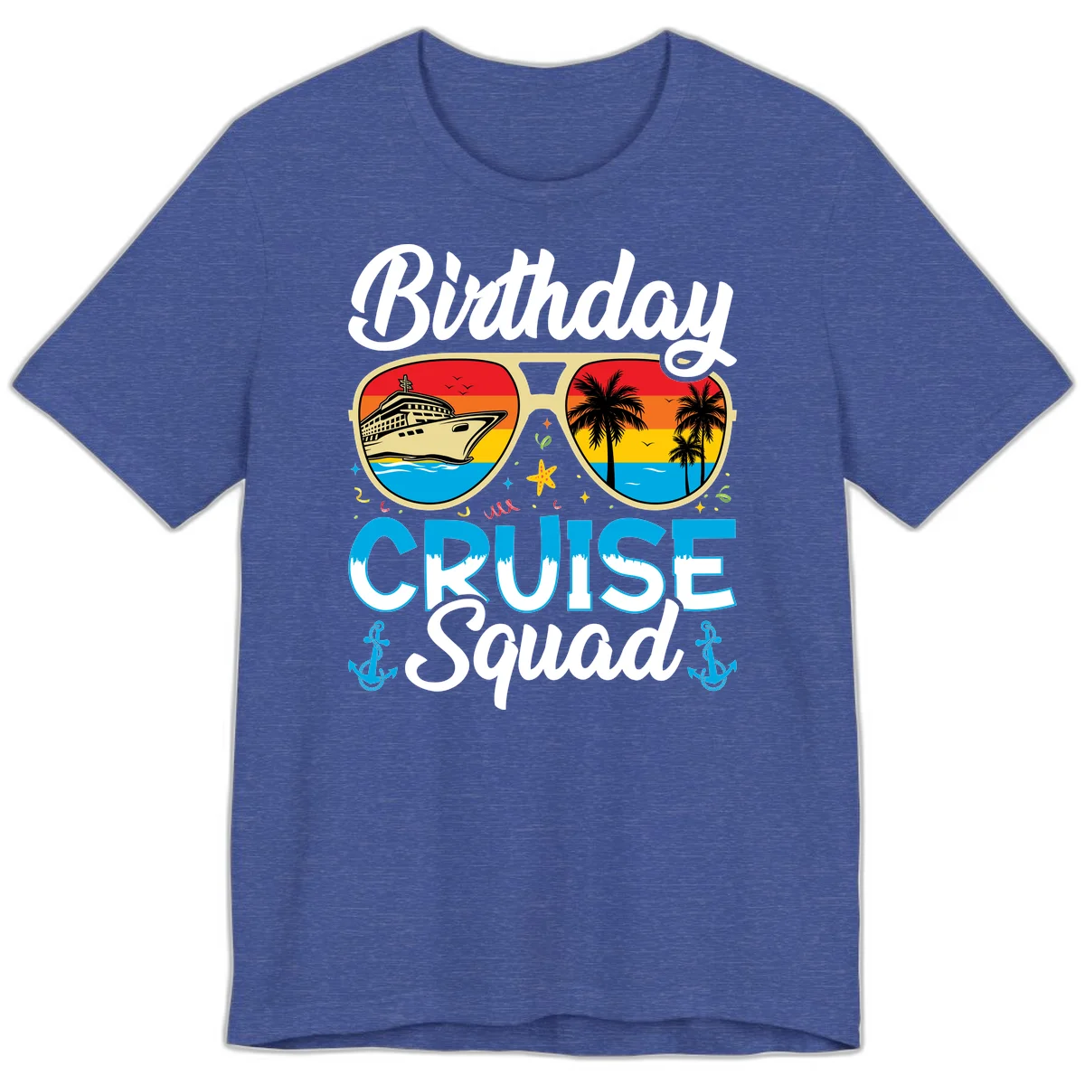 Birthday Cruise Squad Sunglasses Premium T-Shirt in Heather True Royal