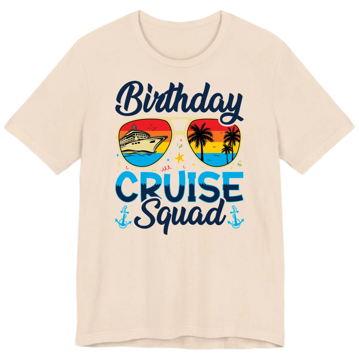 Birthday Cruise Squad Sunglasses Premium T-Shirt in Soft Cream