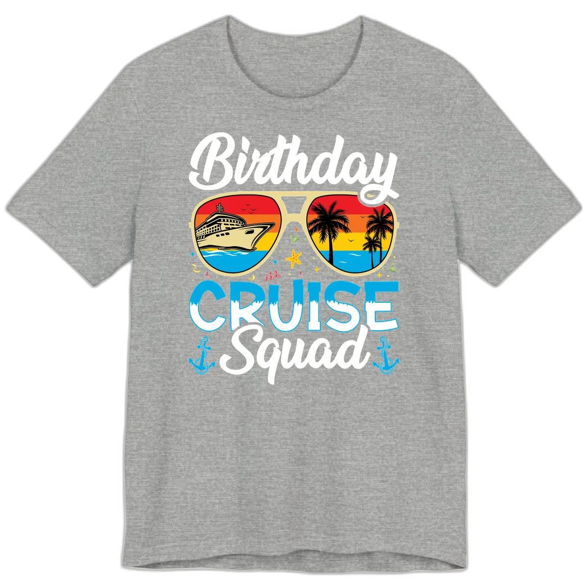 Birthday Cruise Squad Sunglasses Premium T-Shirt in Athletic Heather