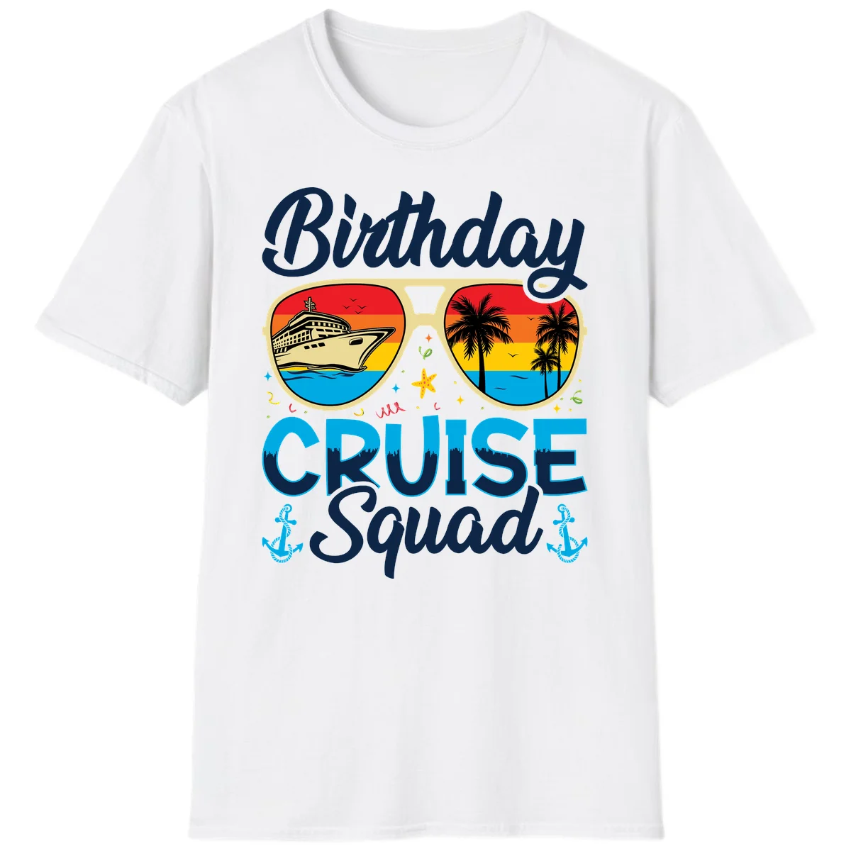 Birthday Cruise Squad Sunglasses T-Shirt in White