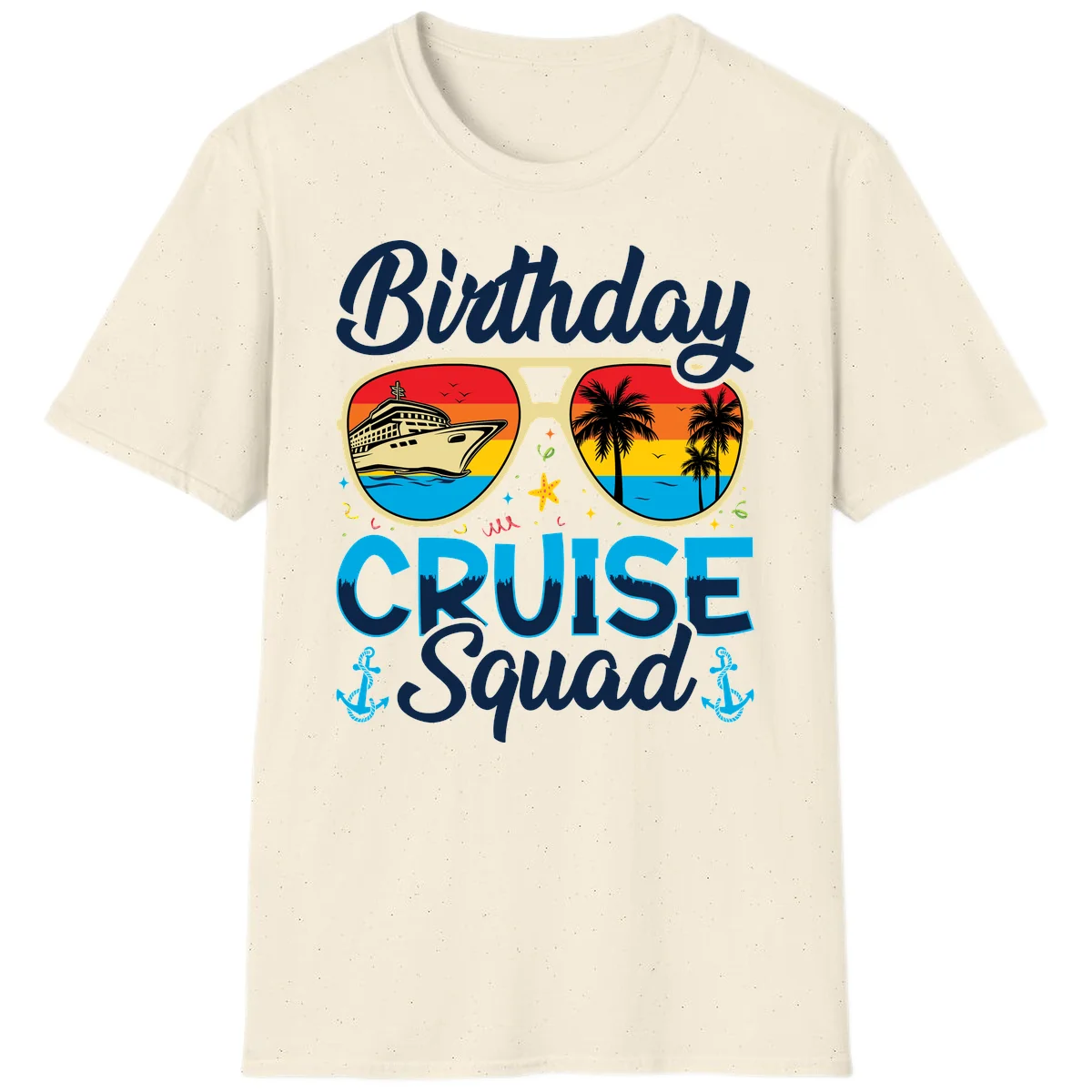 Birthday Cruise Squad Sunglasses T-Shirt in Natural