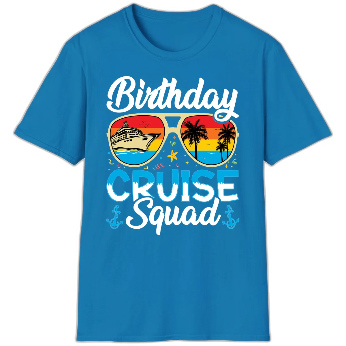 Birthday Cruise Squad Sunglasses T-Shirt in Sapphire