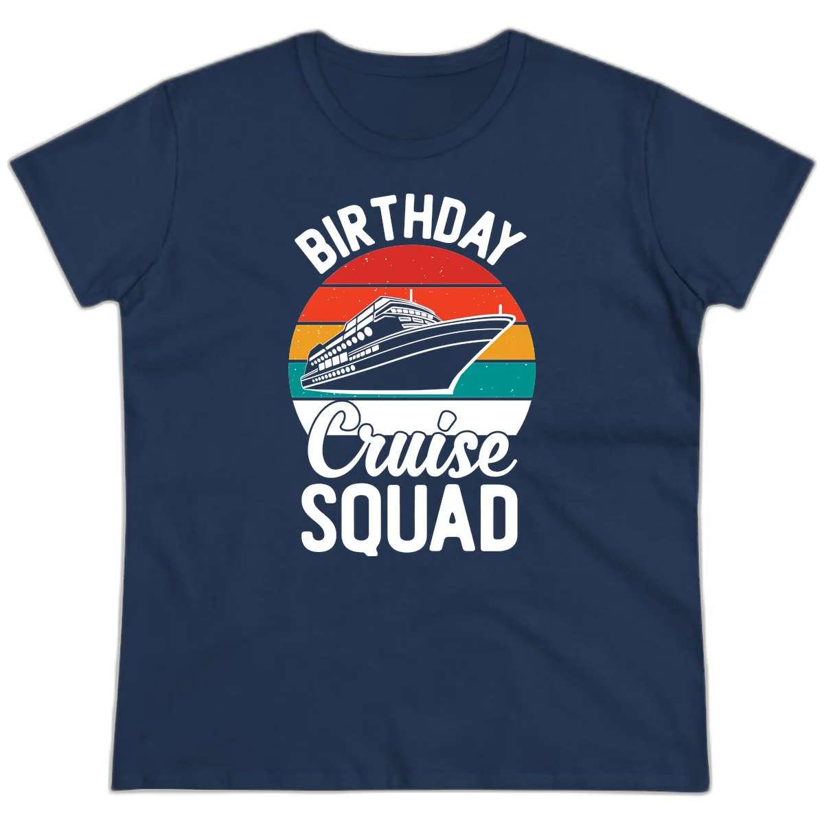Birthday Cruise Squad Ladies Tee in Navy