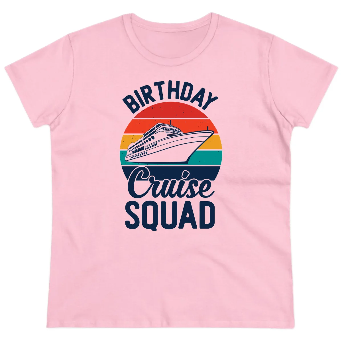 Birthday Cruise Squad Ladies Tee in Light Pink