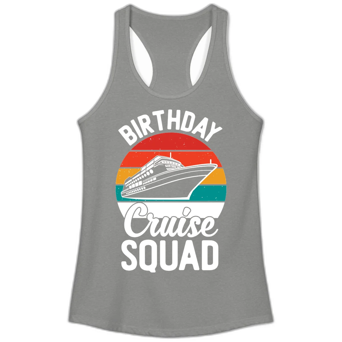 Birthday Cruise Squad Ladies Tank in Heather Grey