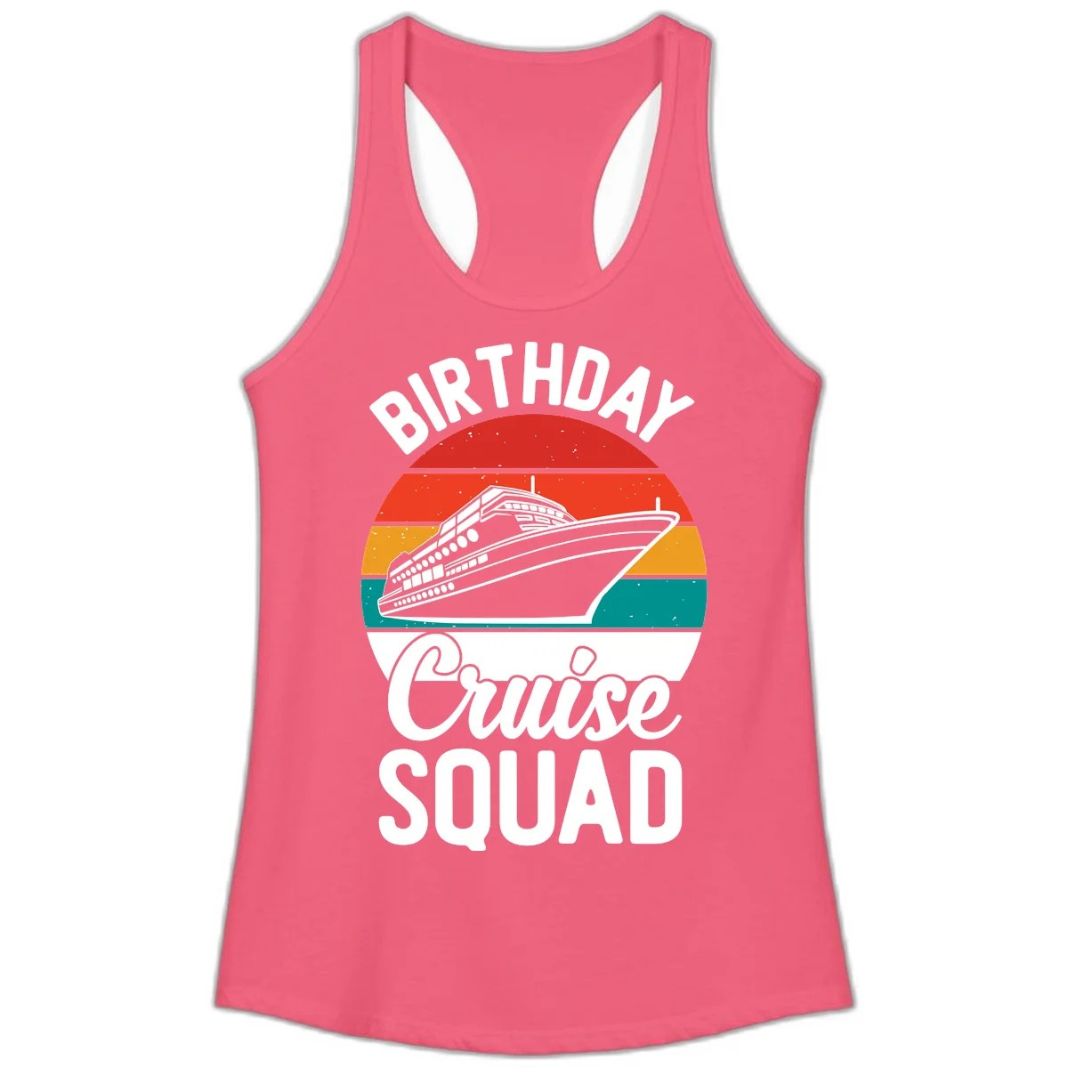 Birthday Cruise Squad Ladies Tank in Hot Pink