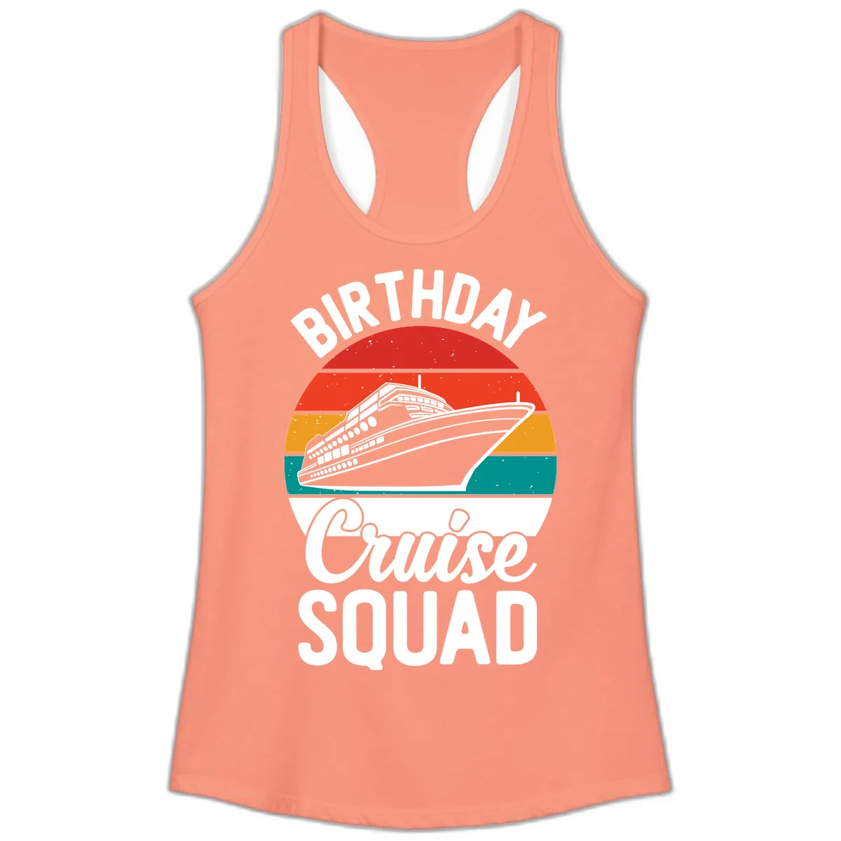 Birthday Cruise Squad Ladies Tank in Solid Light Orange