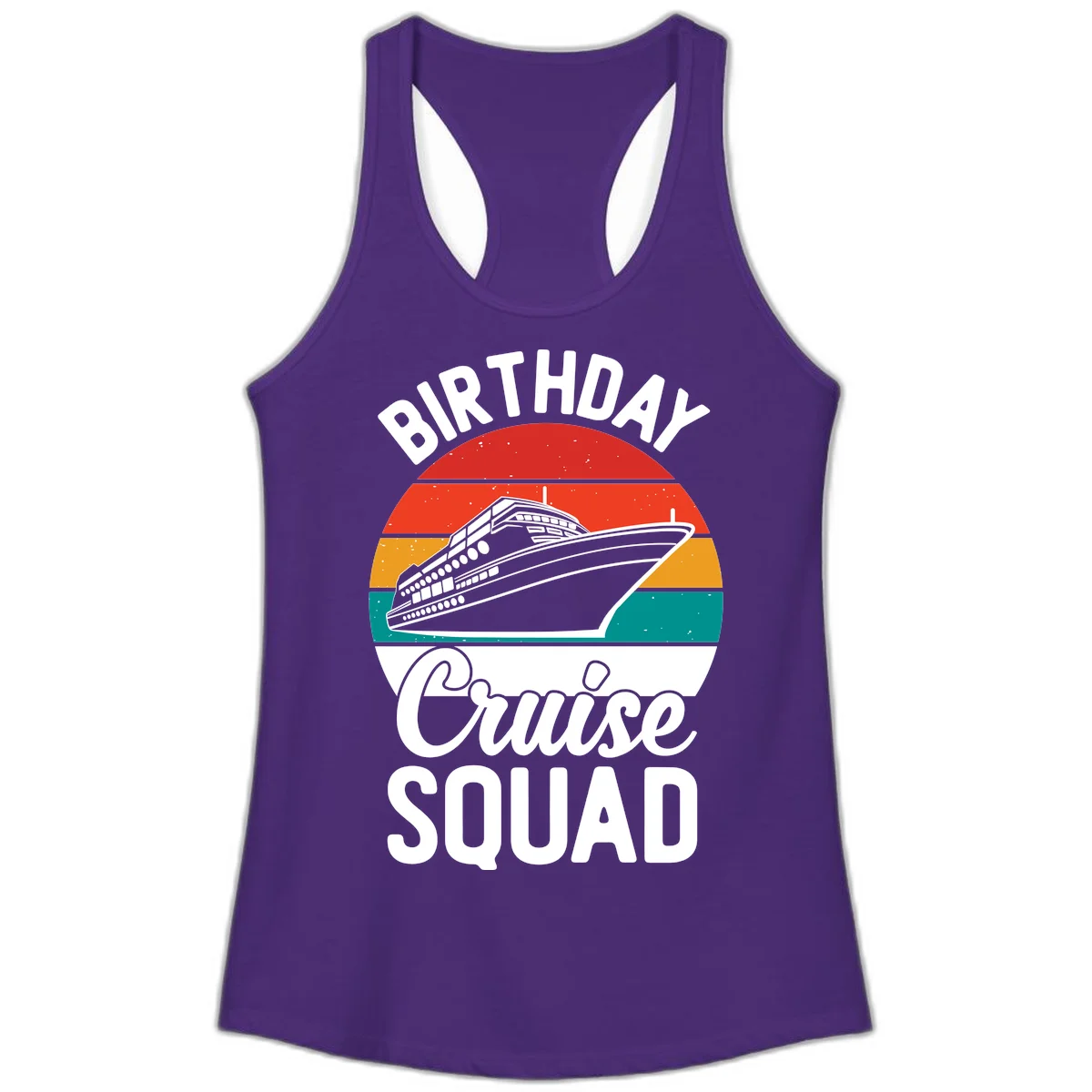 Birthday Cruise Squad Ladies Tank in Solid Purple Rush