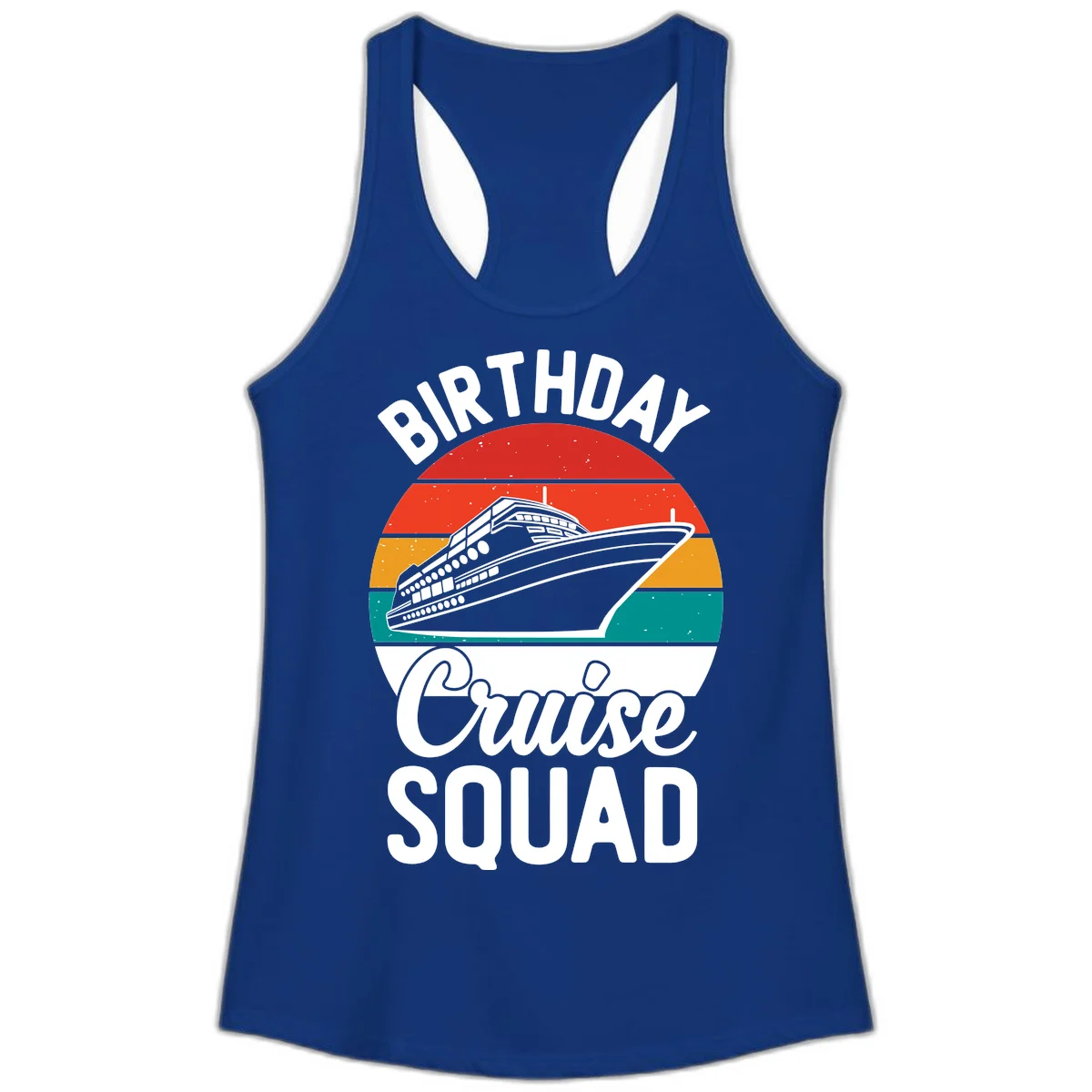 Birthday Cruise Squad Ladies Tank in Solid Royal