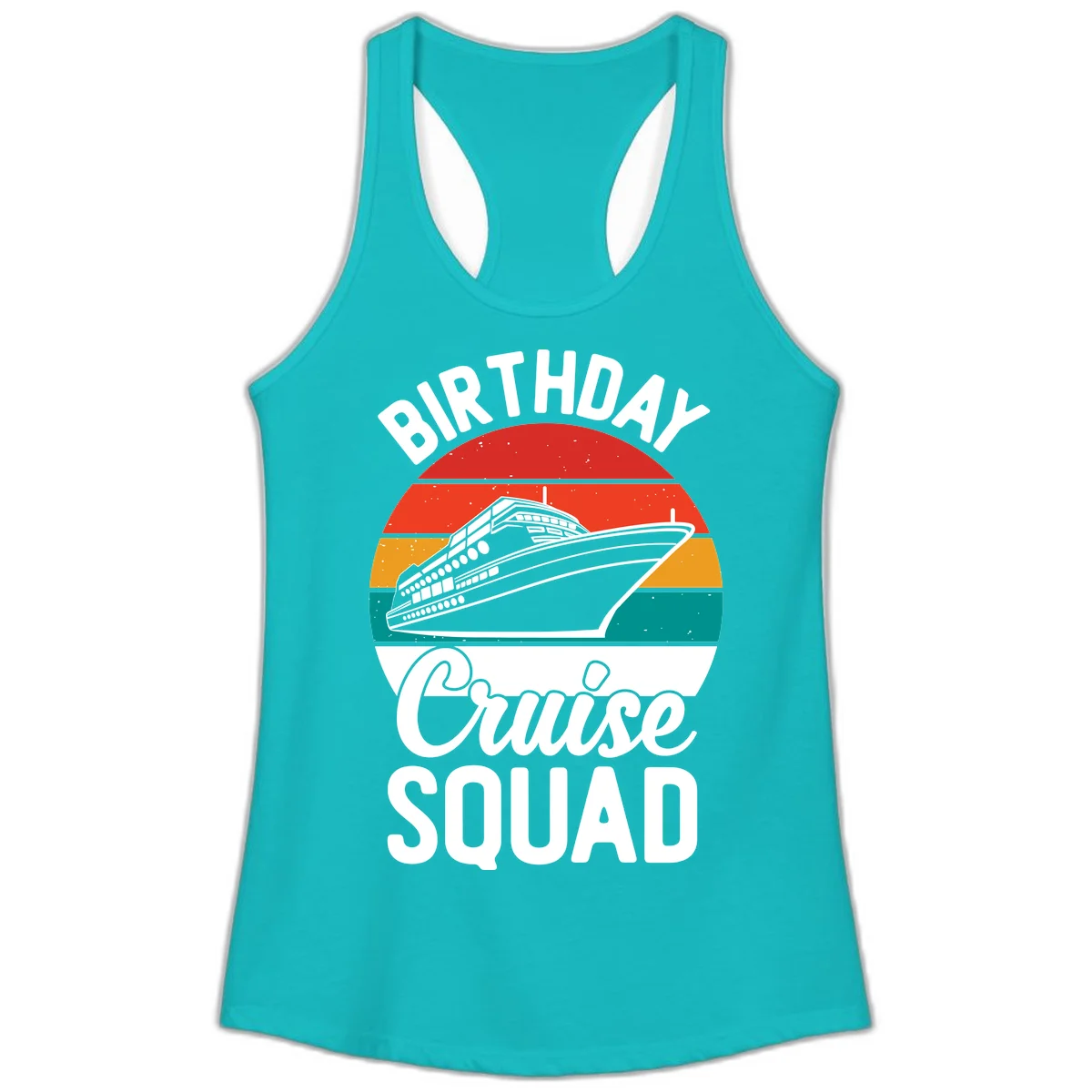 Birthday Cruise Squad Ladies Tank in Tahiti Blue
