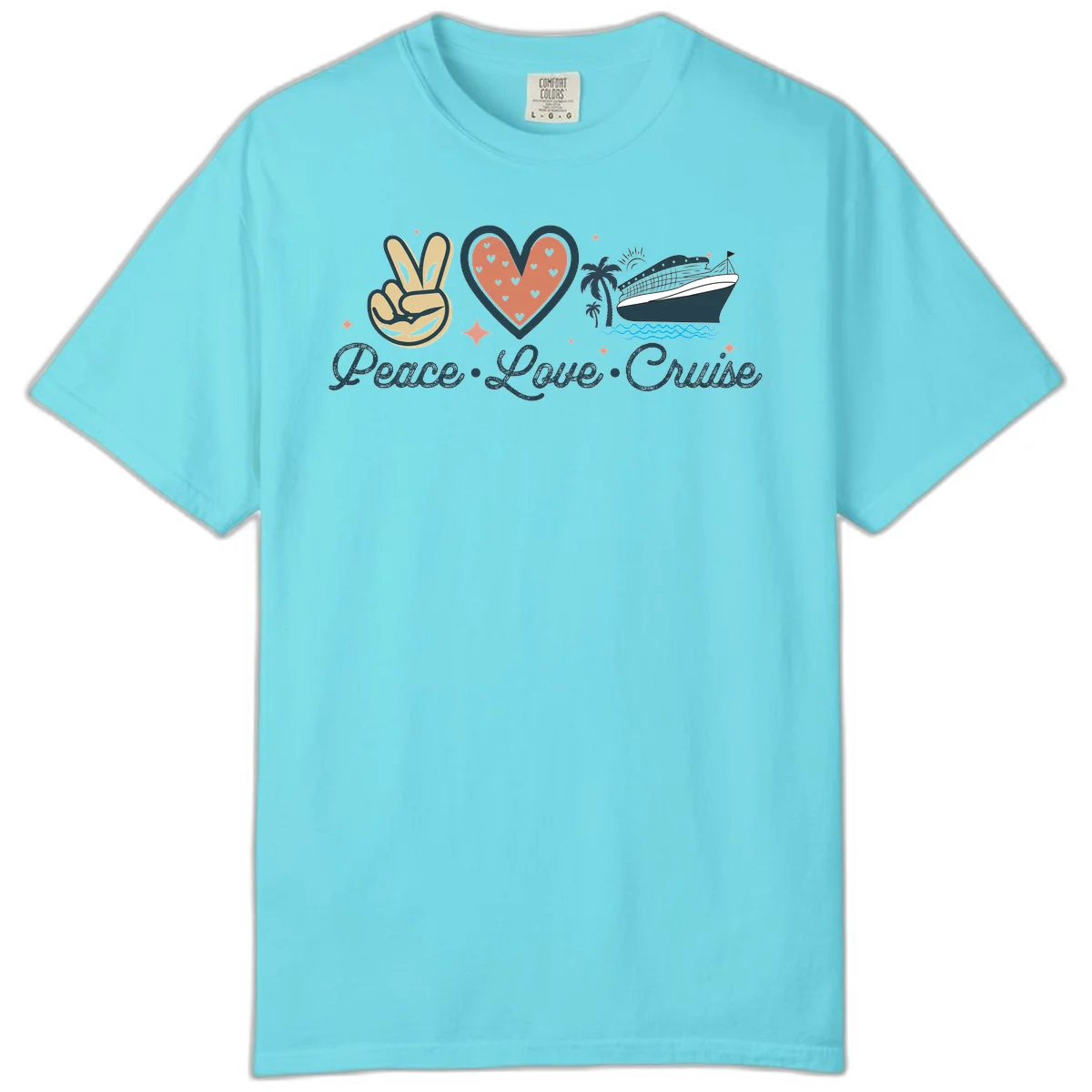 Peace Love Cruise Comfort Color in Lagoon Blue