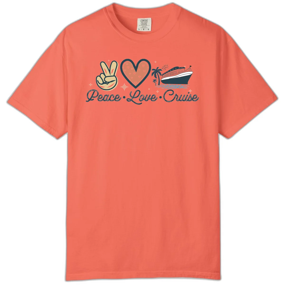 Peace Love Cruise Comfort Color in Bright Salmon