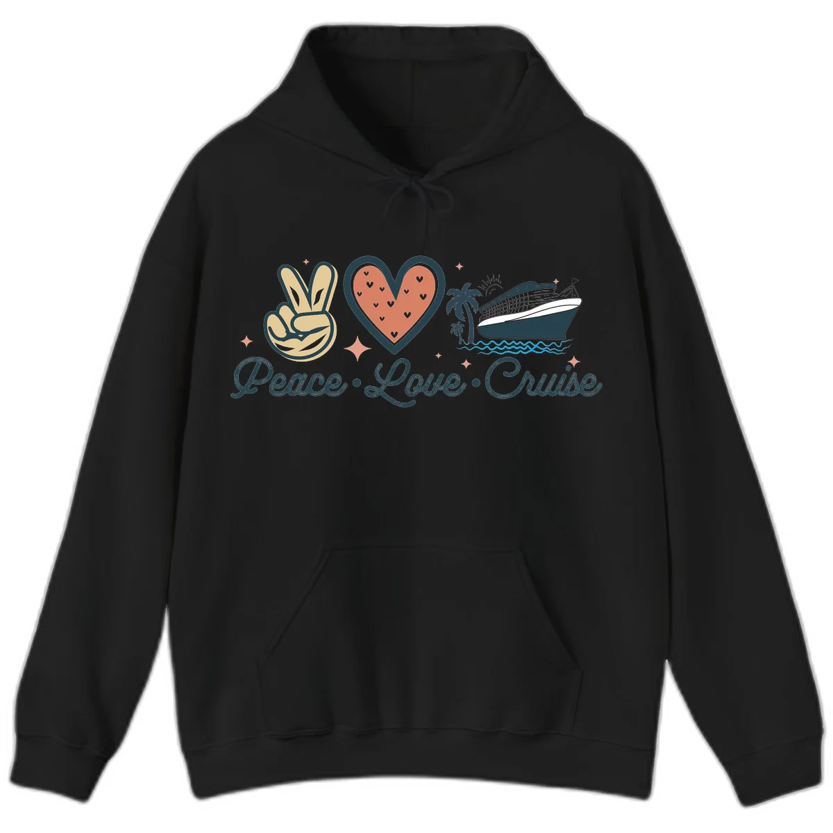 Peace Love Cruise Hoodie in Black