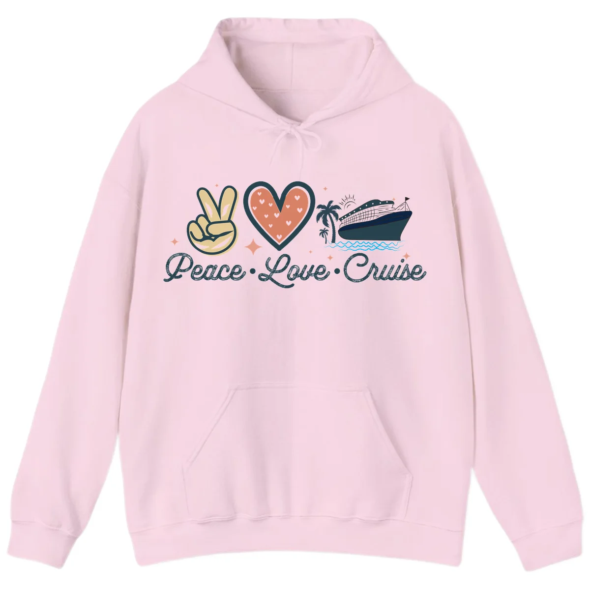 Peace Love Cruise Hoodie in Light Pink