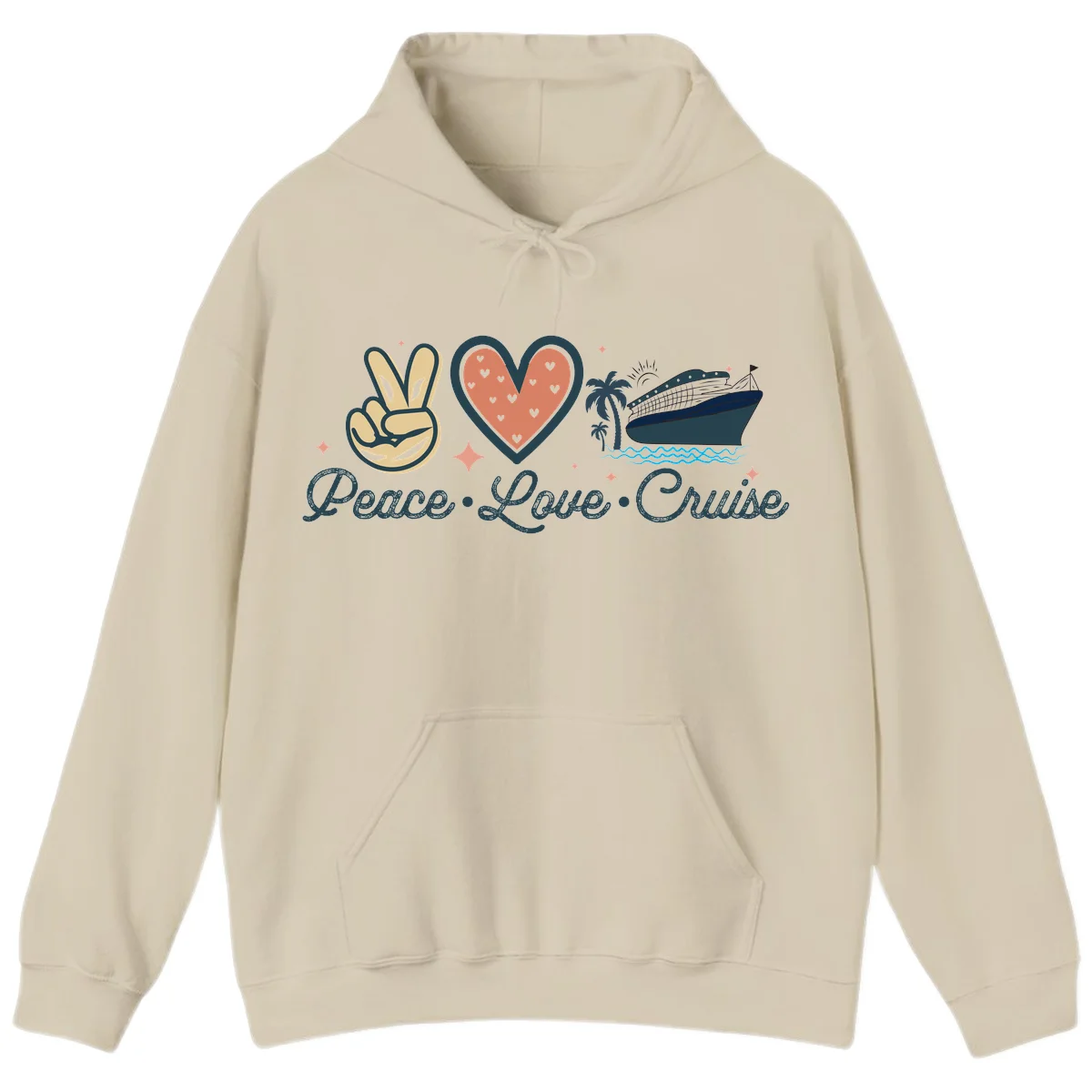 Peace Love Cruise Hoodie in Sand
