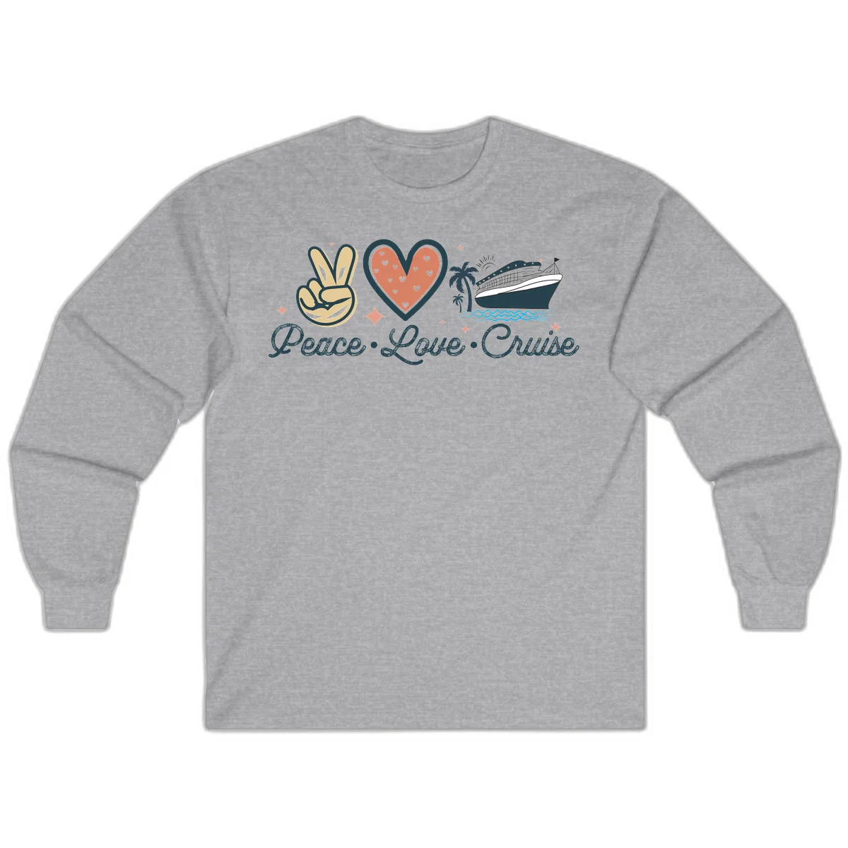 Peace Love Cruise Long Sleeve in Sport Grey