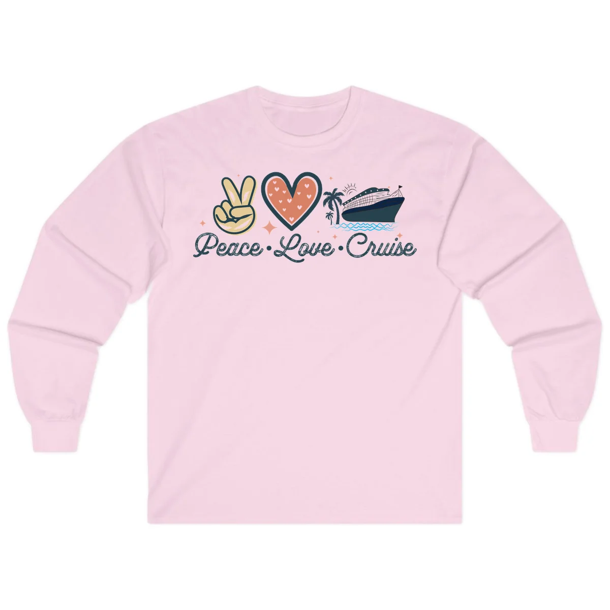 Peace Love Cruise Long Sleeve in Light Pink
