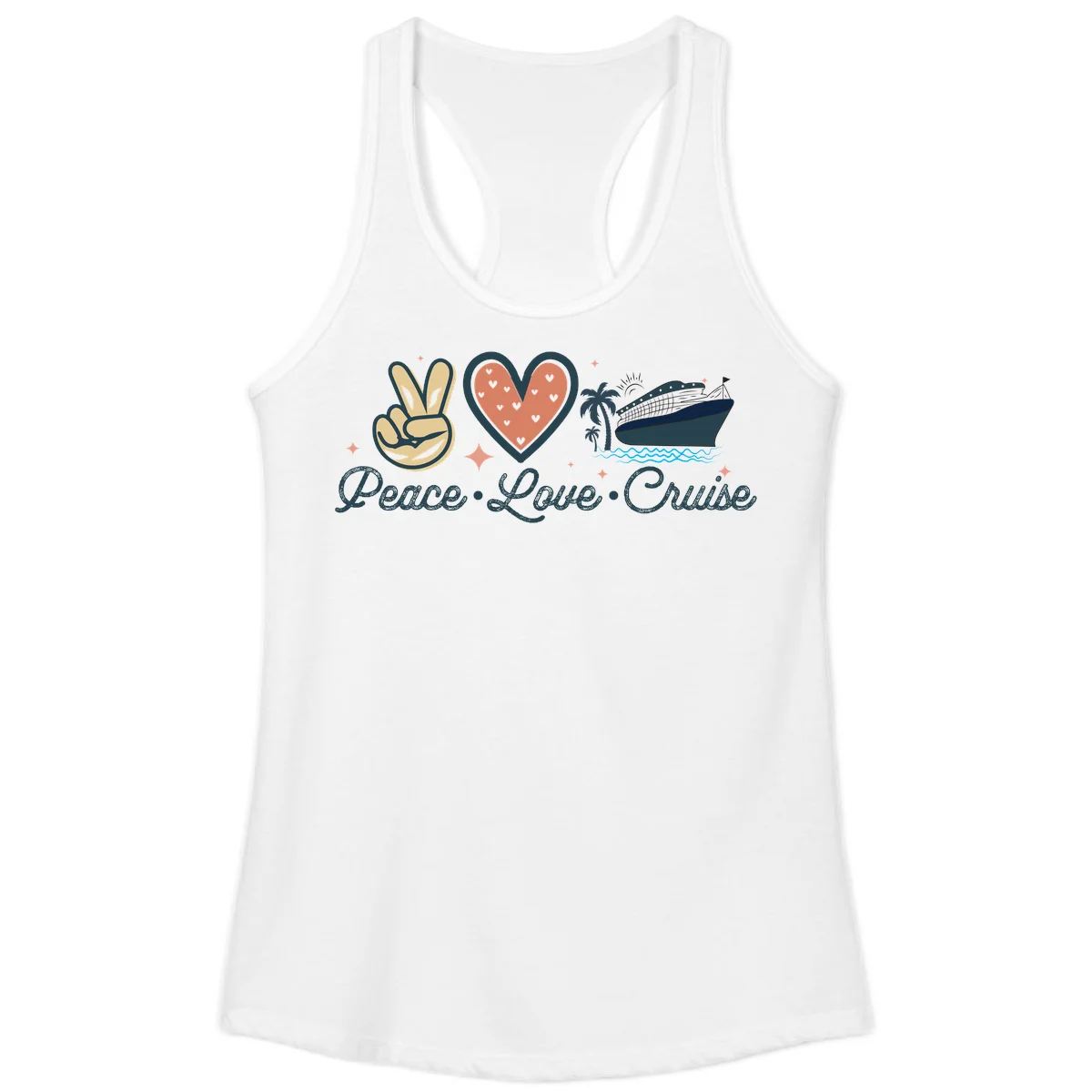 Peace Love Cruise Ladies Tank in White
