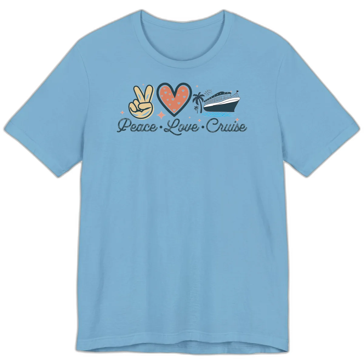 Peace Love Cruise Premium T-Shirt in Ocean Blue