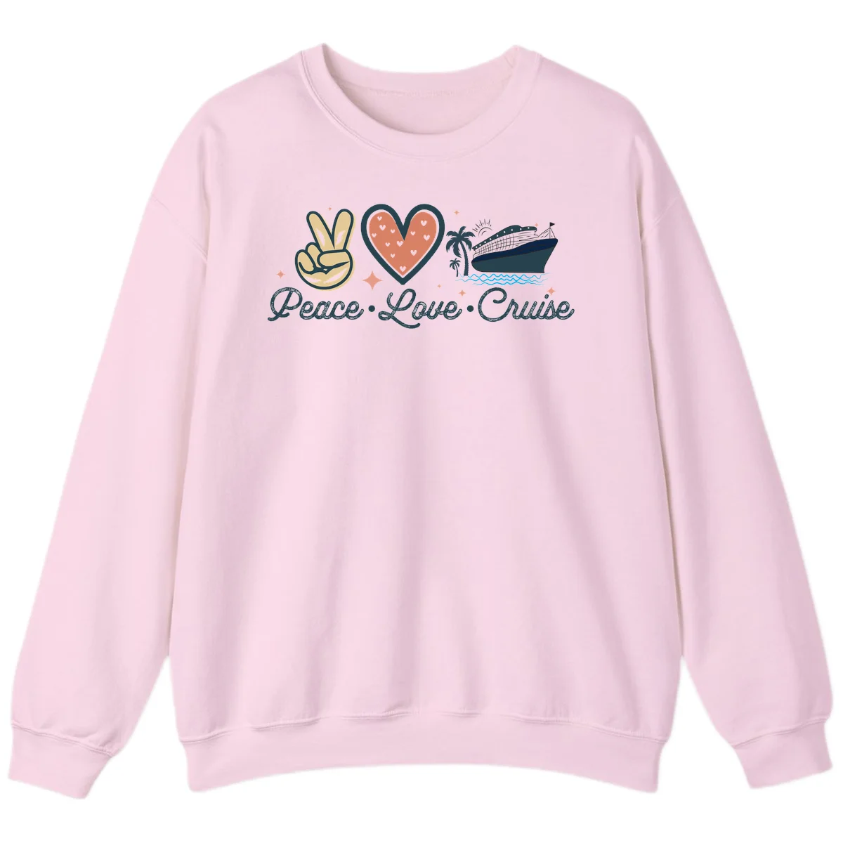 Peace Love Cruise Sweatshirt in Light Pink