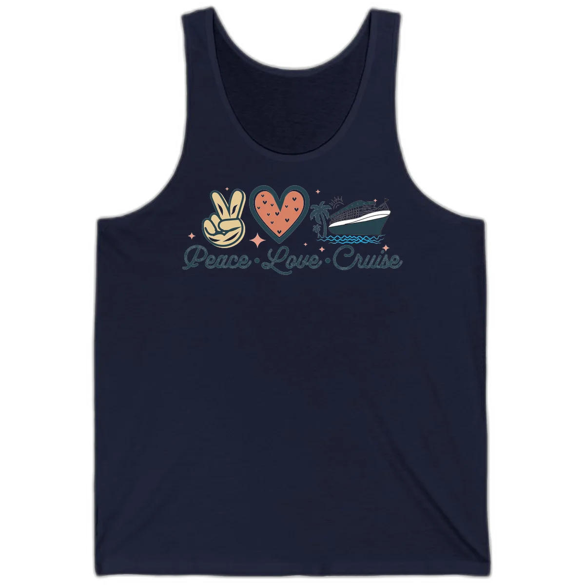 Peace Love Cruise Tank in Navy