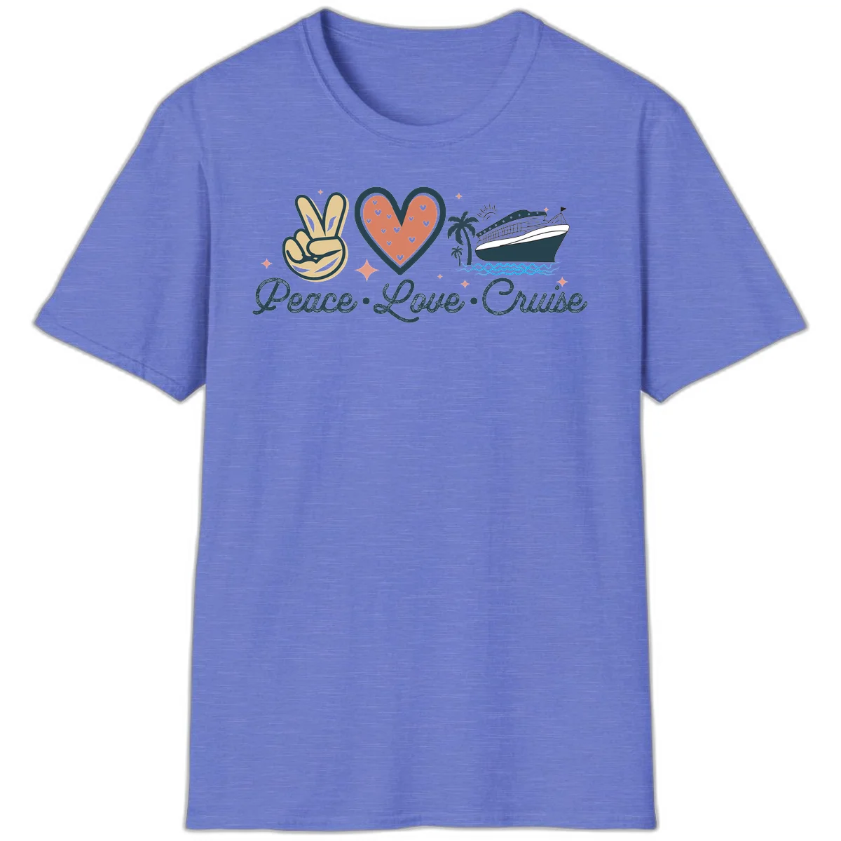 Peace Love Cruise T-Shirt in Heather Royal