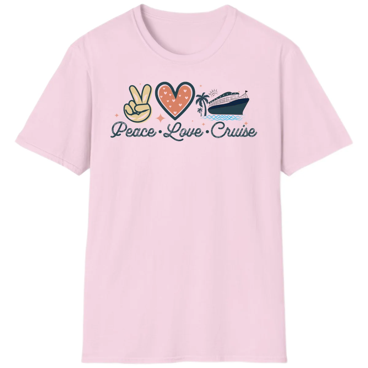 Peace Love Cruise T-Shirt in Light Pink