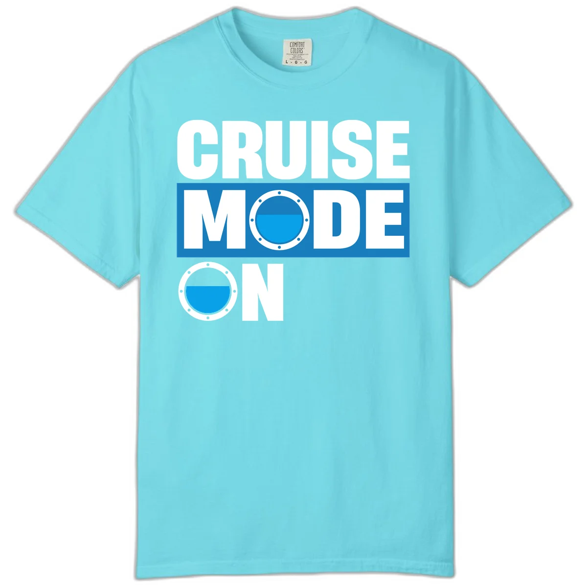 Cruise Mode On Comfort Colors T-Shirt in Lagoon Blue