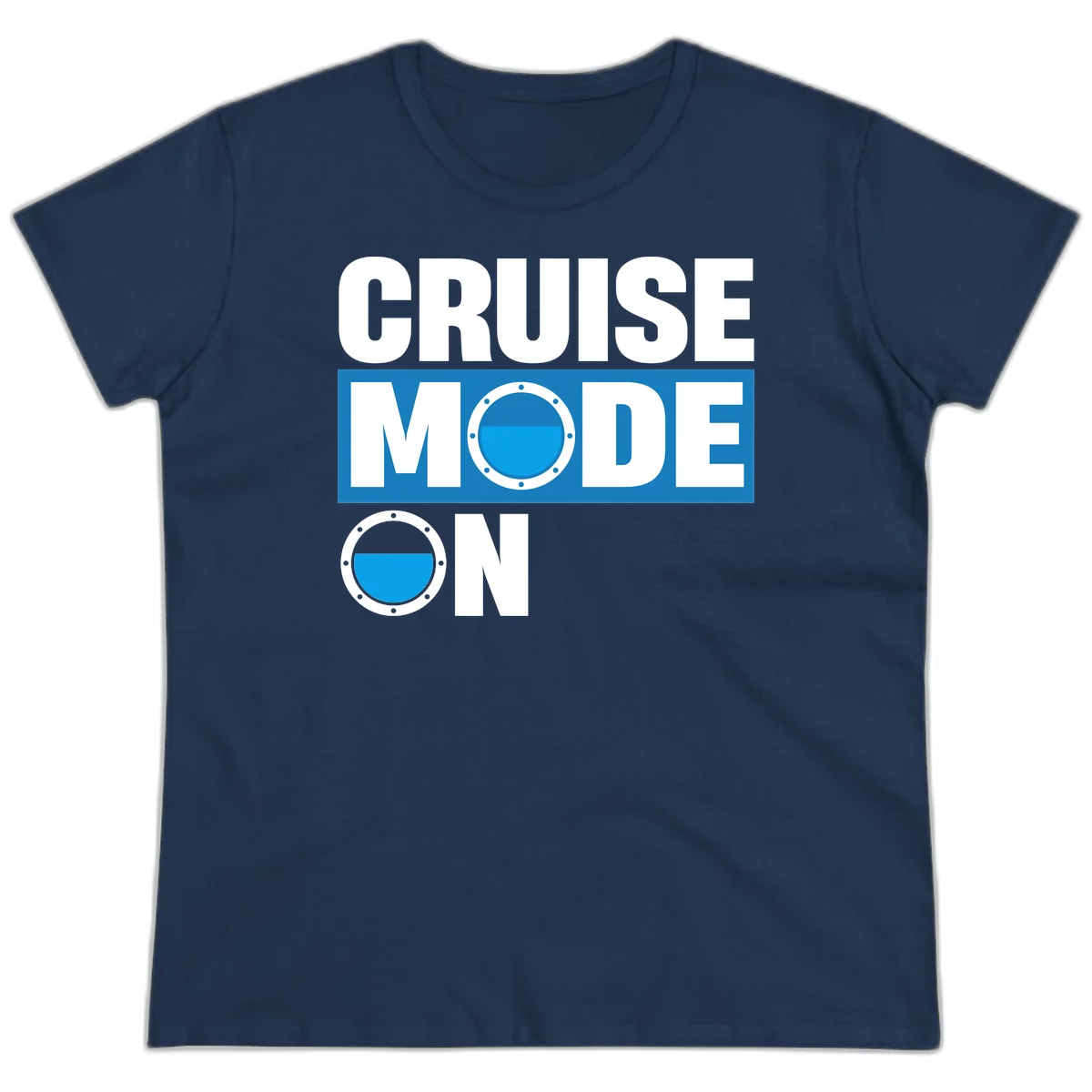 Cruise Mode On Ladies Tee in Navy