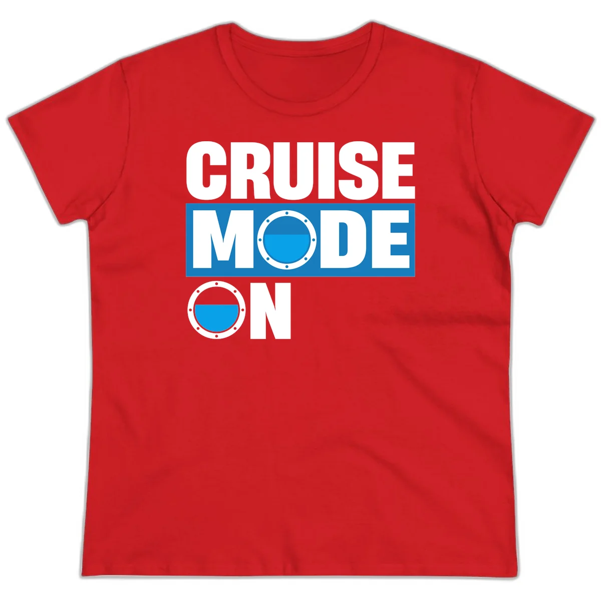 Cruise Mode On Ladies Tee in Red